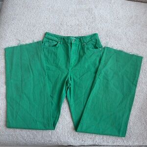ZARA Vibrant Green Wide-Leg Jeans